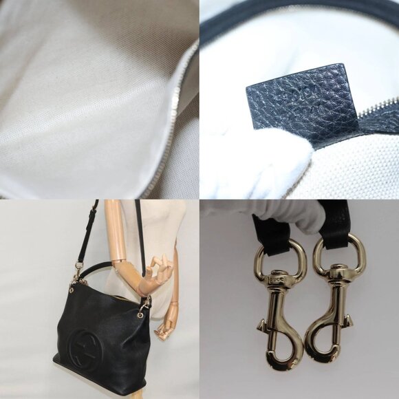 GUCCI Soho Hand Bag Leather Outlet 2way Black 308362 Auth mr900V - Picture 14 of 15